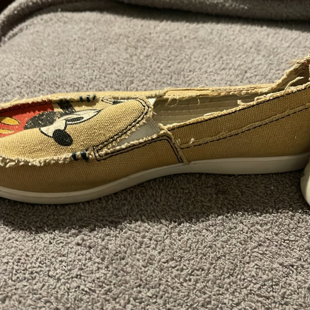 CROCS Tan Mickey Mouse Canvas Slip-On Flats - Picture 9 of 9